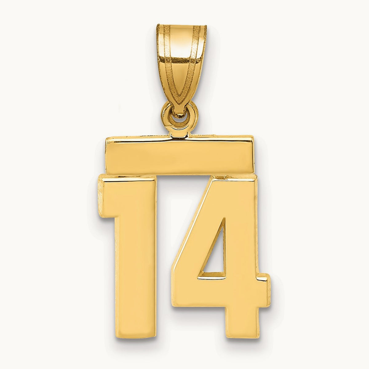 Small Polished Number 14 Charm, 14K