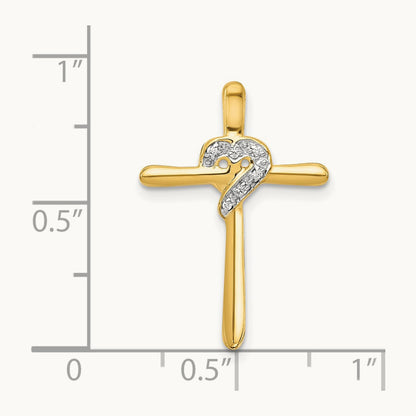 .02ct. Diamond Heart Cross Chain Slide, 14K