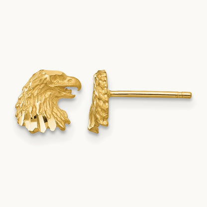 Diamond-cut Eagle Earrings, 14K