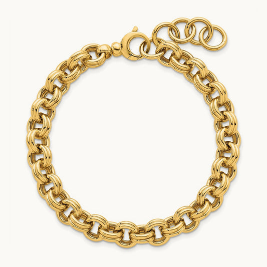 Polished Open Link 7.5in w/.75in ext. Bracelet, 14K