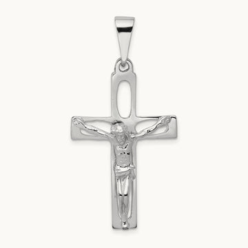 Crucifix Pendant, 14K White Gold