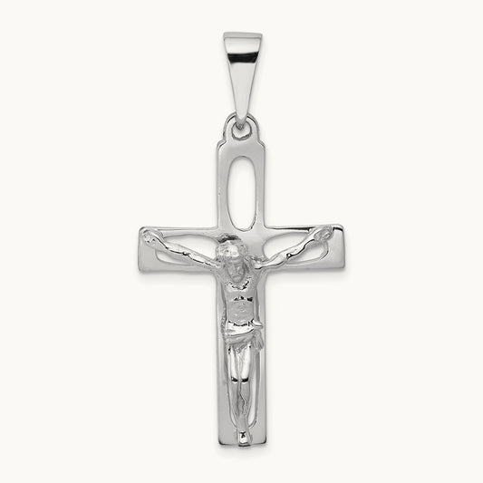 Crucifix Pendant, 14K White Gold
