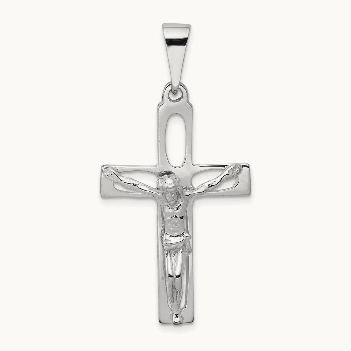 Crucifix Pendant, 14K White Gold