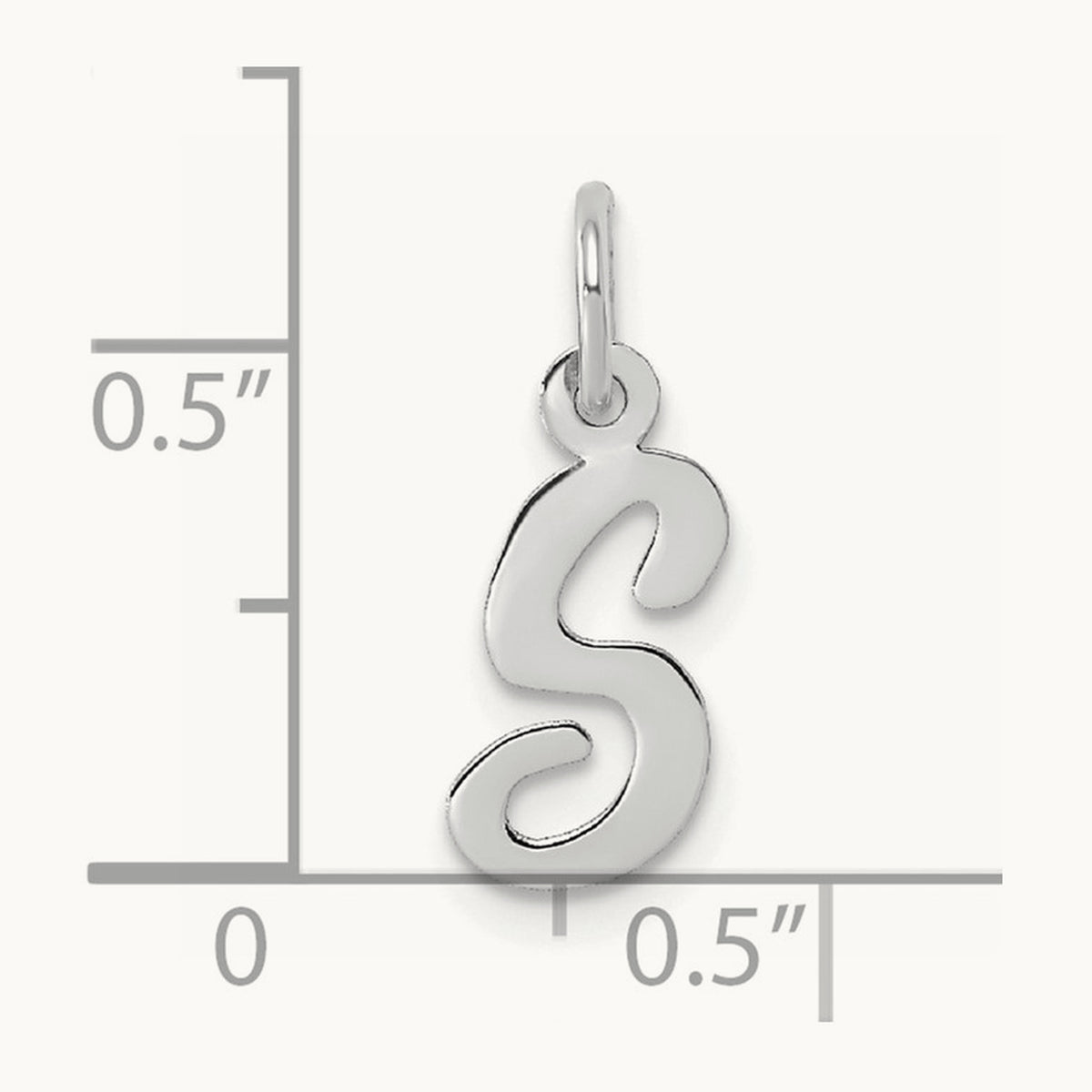 Small Script Letter S Initial Charm, 14K White Gold