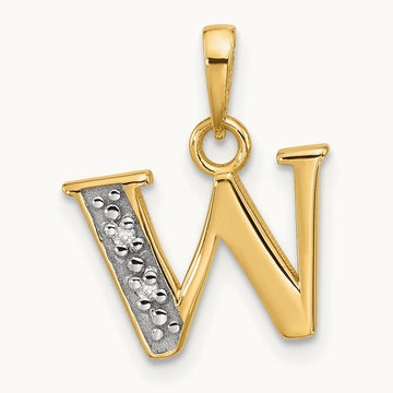 Diamond Letter W Initial Pendant, 14K with Rhodium