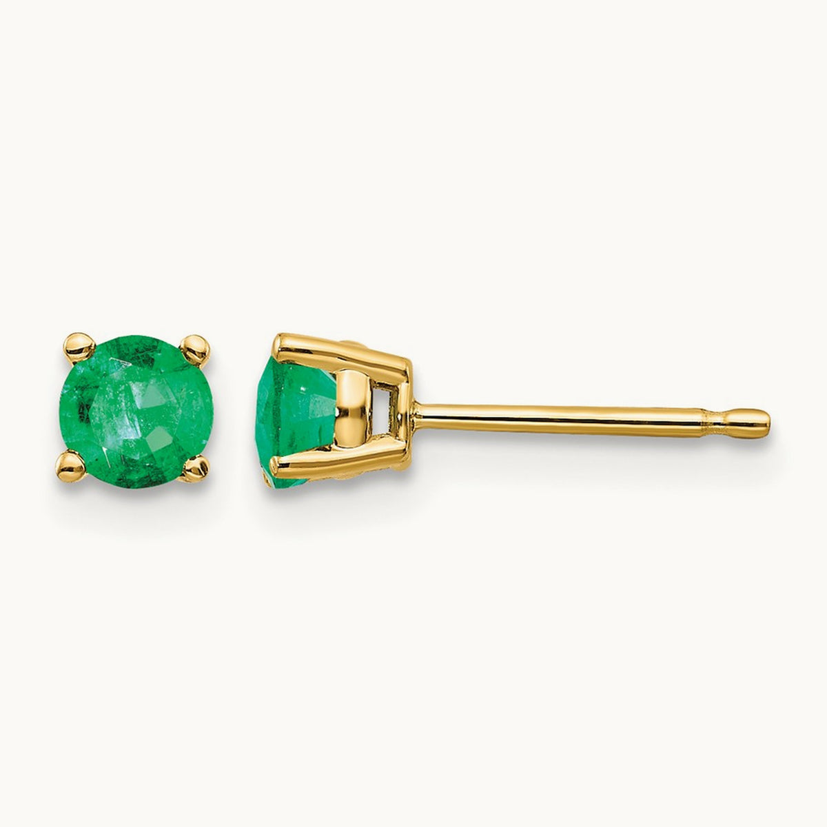 Emerald Post Earrings, 14K