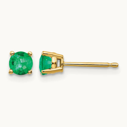 Emerald Post Earrings, 14K
