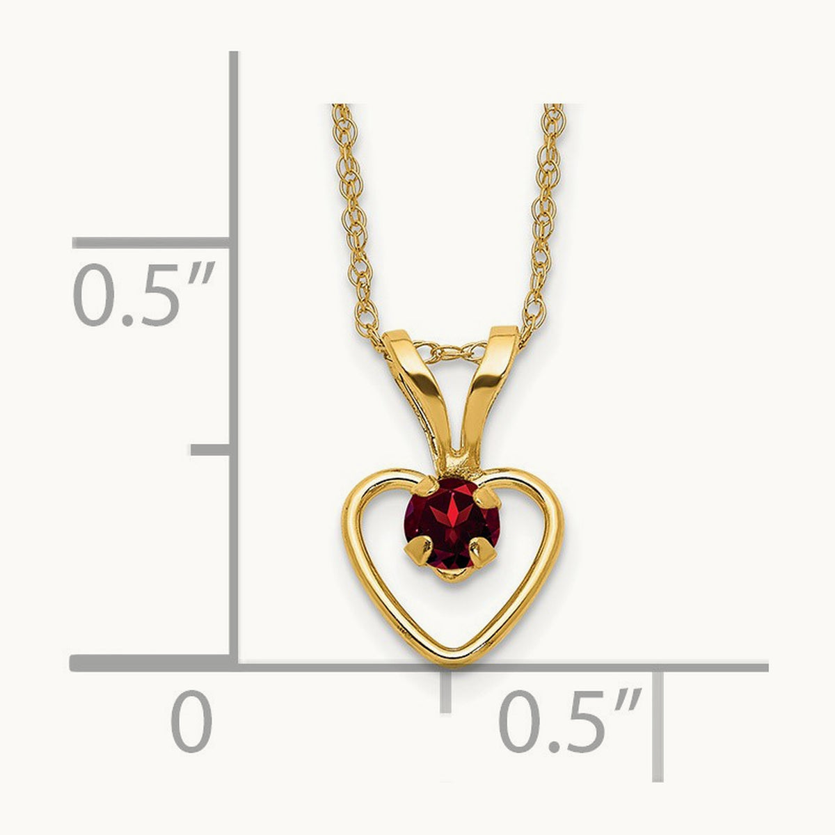 Madi K Garnet Heart Birthstone Necklace, 3mm, 14K