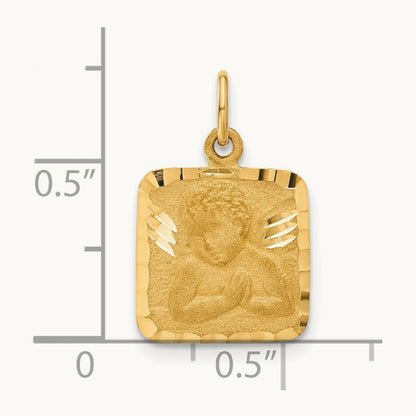Satin and Diamond-Cut Angel Charm, 14K