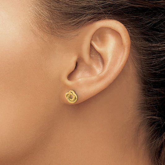 Polished Love Knot Post Earrings — 14K Yellow Gold