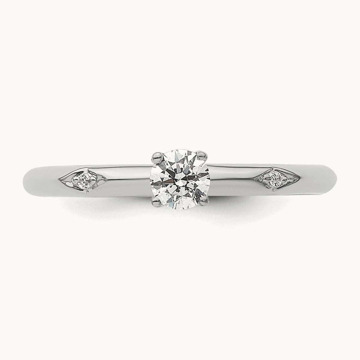 Polished Complete Diamond Promise Ring — 14K White Gold