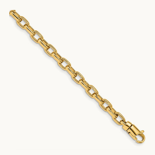 Hand Polished Fancy Link Bracelet, 5.0mm, 14K