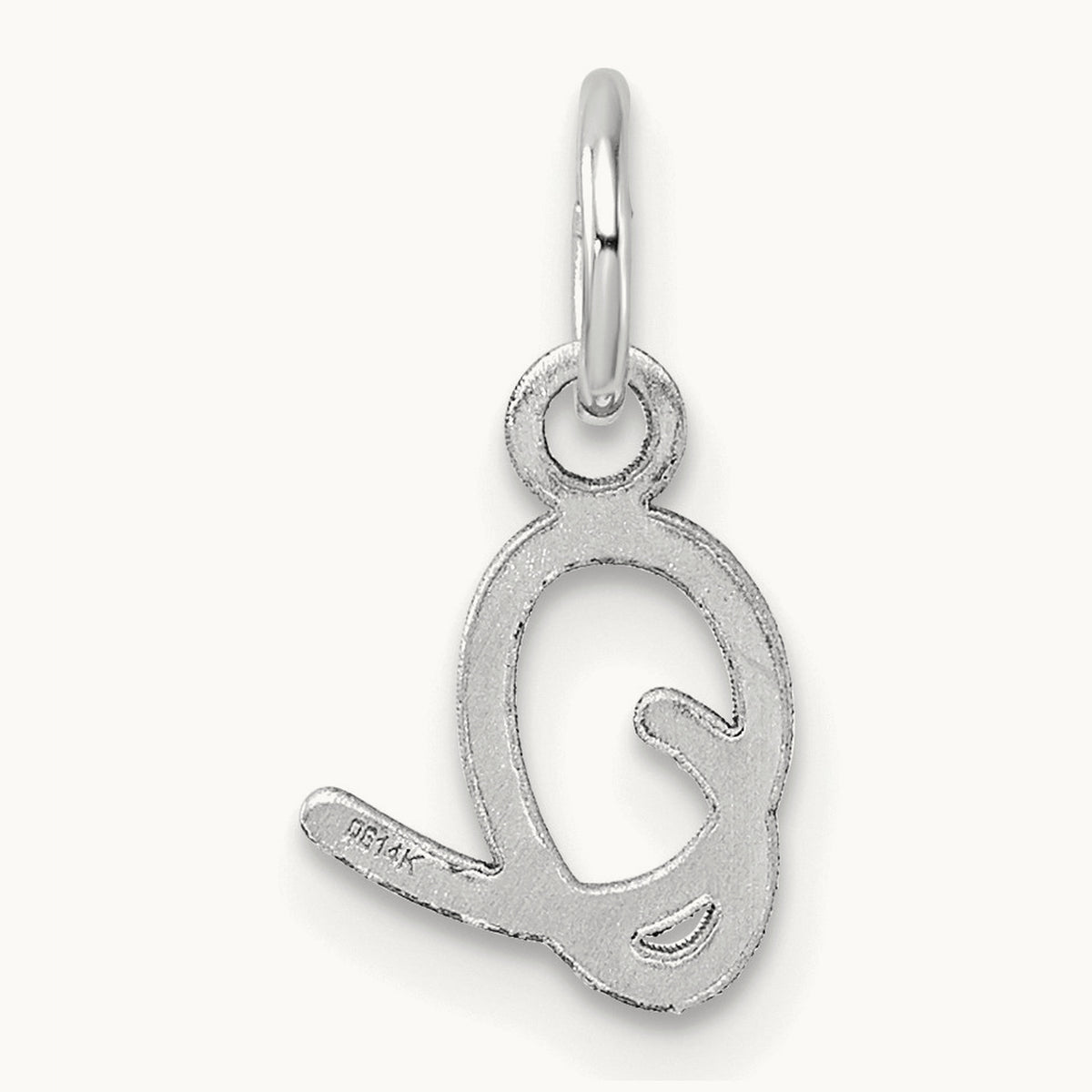 Uppercase Initial Charm — 14K White Gold, O