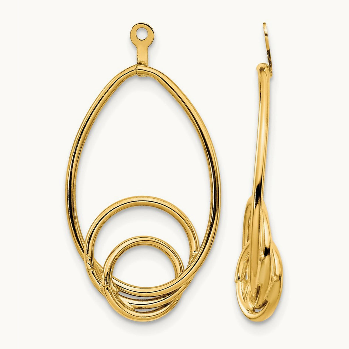 Polished Fancy Teardrop Earring Jackets, 14K