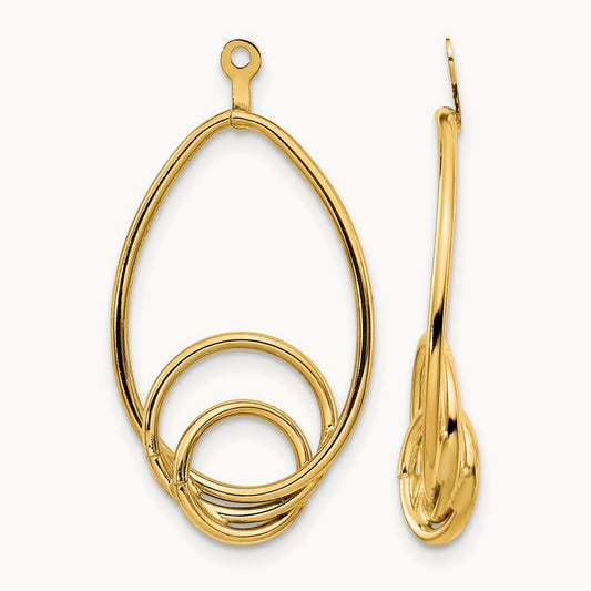 Polished Fancy Teardrop Earring Jackets, 14K