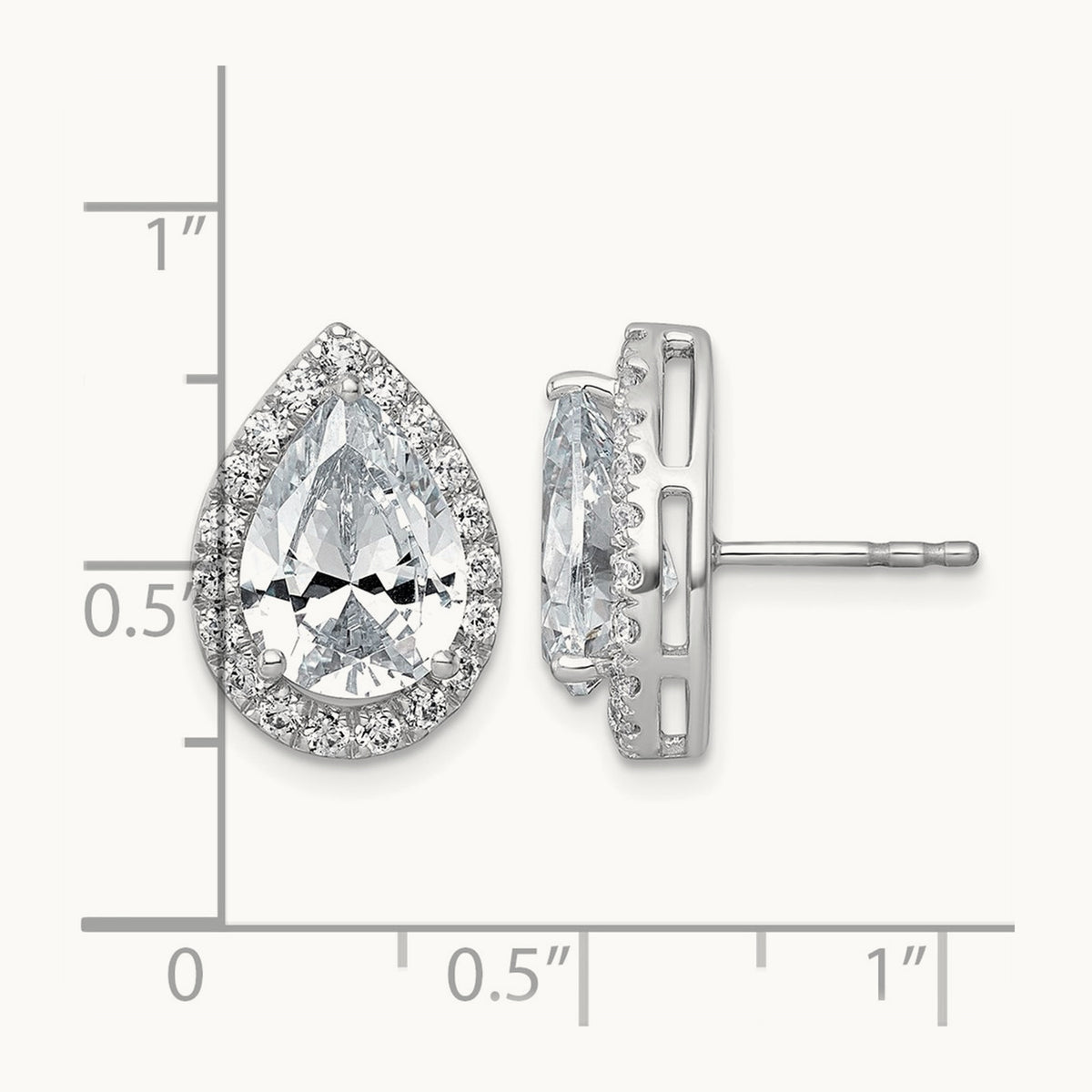 Pear Halo Post Earrings, 1.25-6.75 ct tw Lab-Grown Diamond — 5 5/8 ct, VS (Best) · Certified, 14K White Gold