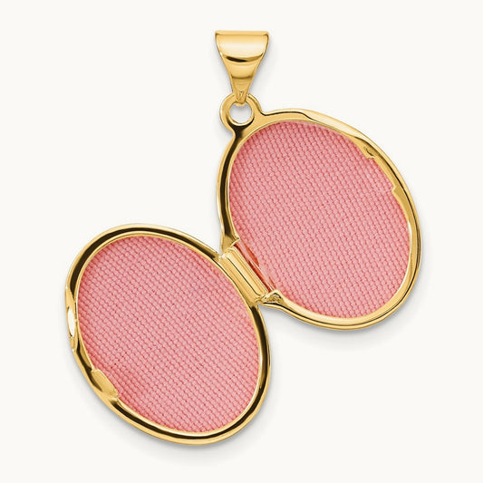 Swirl Design Oval Locket, 17mm, 14K Yellow Gold