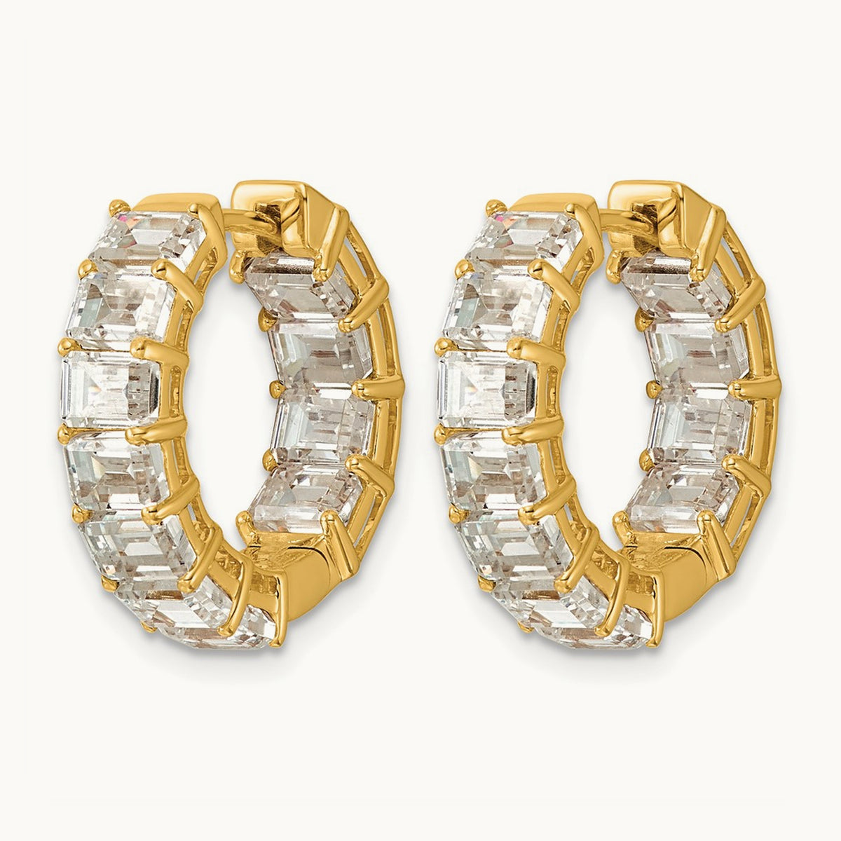 Emerald in/Out Hoop Earrings, 6.50 ct tw Lab-Grown Diamond