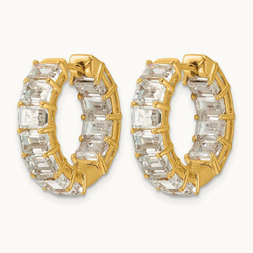 Emerald in/Out Hoop Earrings, 6.50 ct tw Lab-Grown Diamond