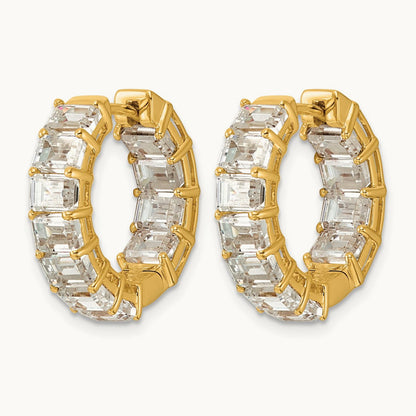 Emerald in/Out Hoop Earrings, 6.50 ct tw Lab-Grown Diamond