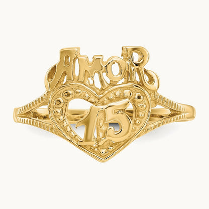 15 Amor Heart Ring, 14K