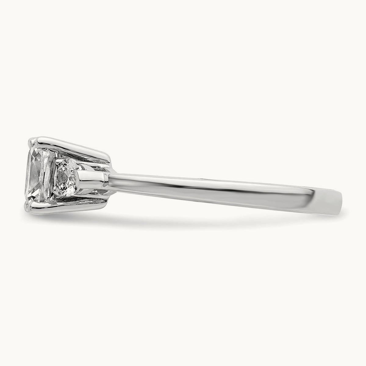 3 Stone Pear/Cushion Semi-Mount Dia Ring, 14K White Gold