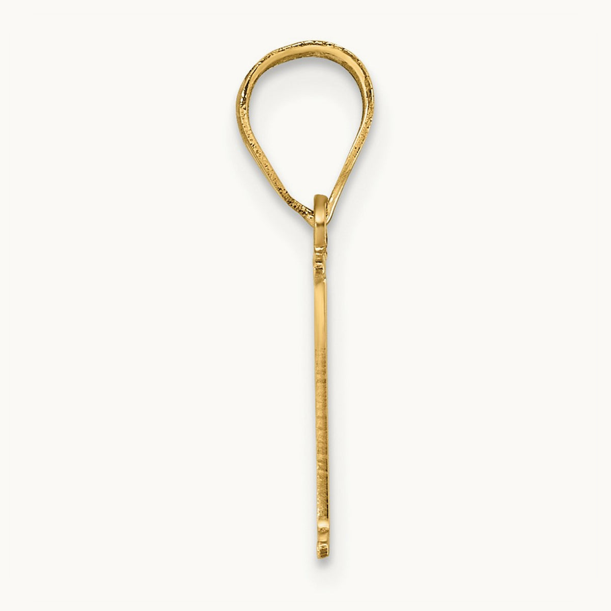Polished Etched Letter D Initial Pendant, 14K