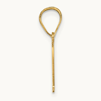 Polished Etched Letter D Initial Pendant, 14K