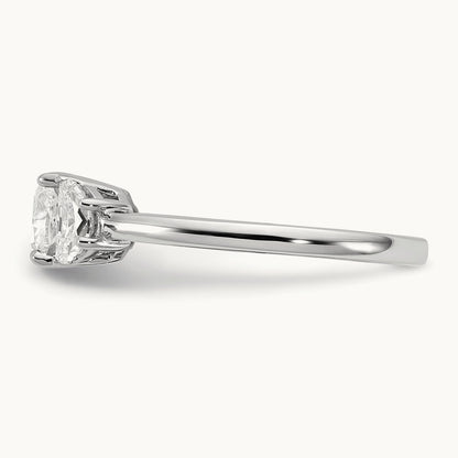 Half Moon & Cushion Semi-Mount Engagement Ring, 0.25-1.00 ct tw Lab-Grown Diamond — 3/8 ct, 14K White Gold