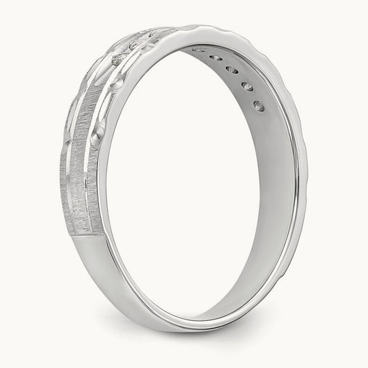 AA Quality Trio Ladies Complete Wedding Band, 14K White Gold
