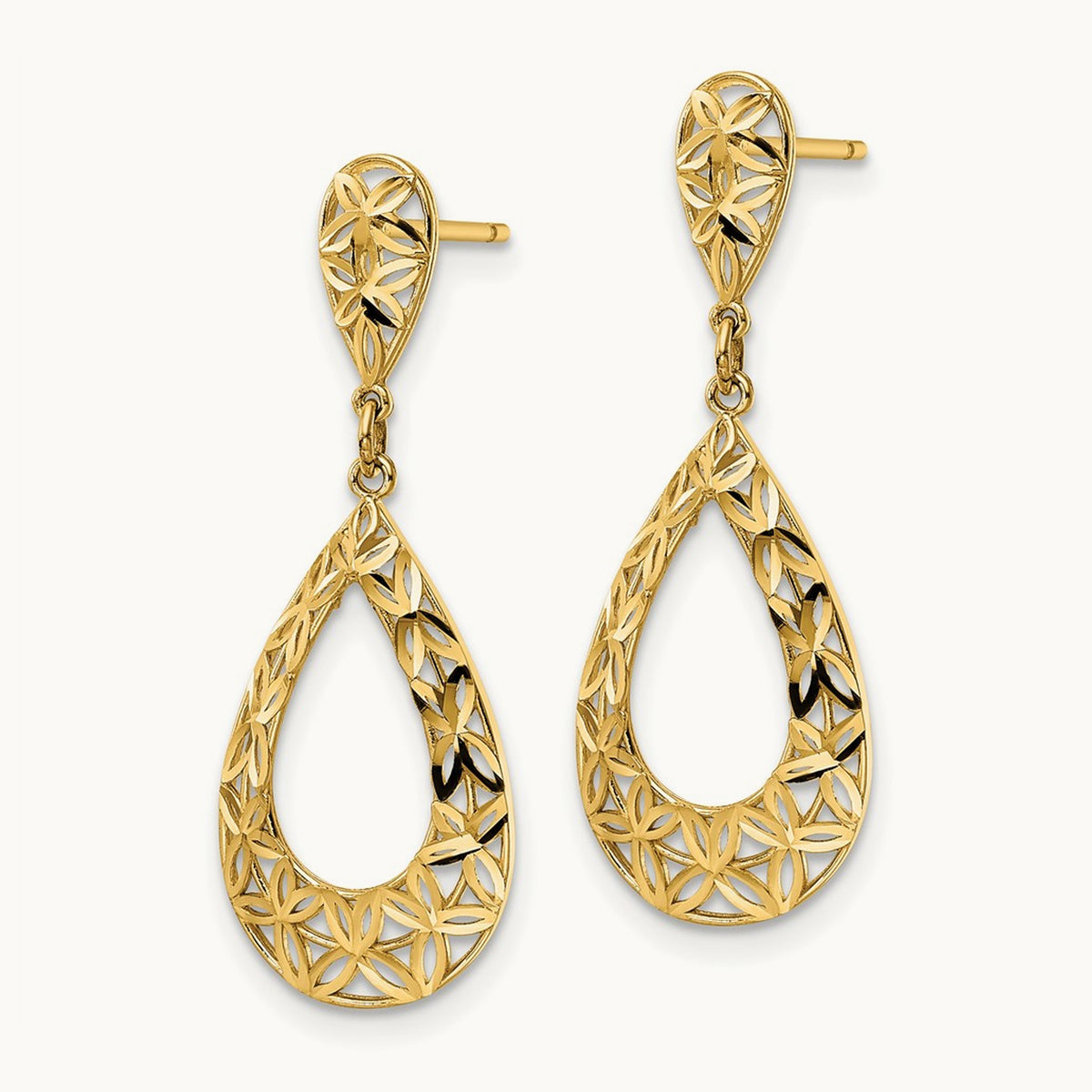 D/C Dangle Post Earrings, 14K