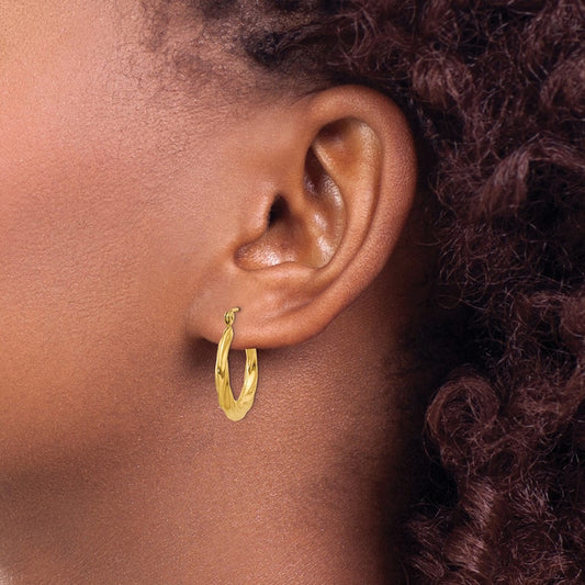 Polished Twisted Hollow Hoop Earrings — photo set