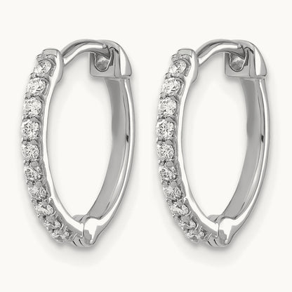 Hinged Hoop Earrings, 0.20 ct tw Lab-Grown Diamond — 14K White Gold