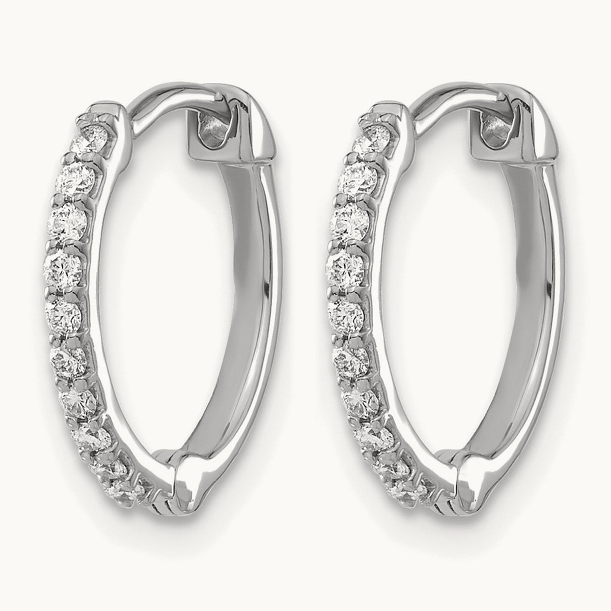 Diamond Hinged Hoop Earrings — 14K Rose Gold
