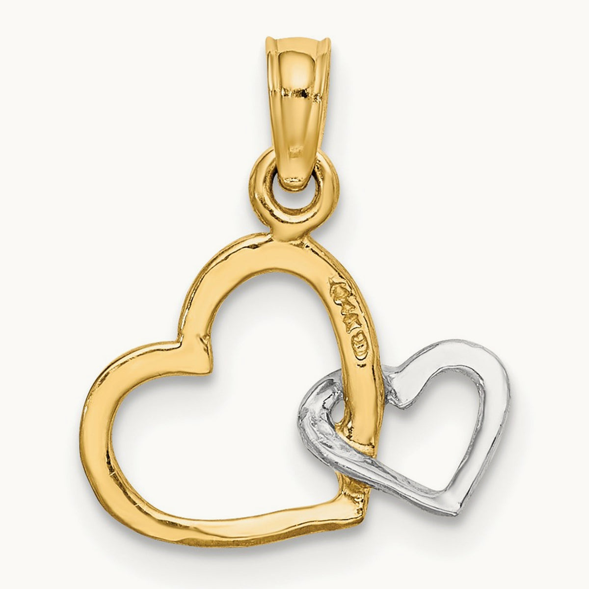 Polished Hearts Interwined Charm, 14K with White Rhodium