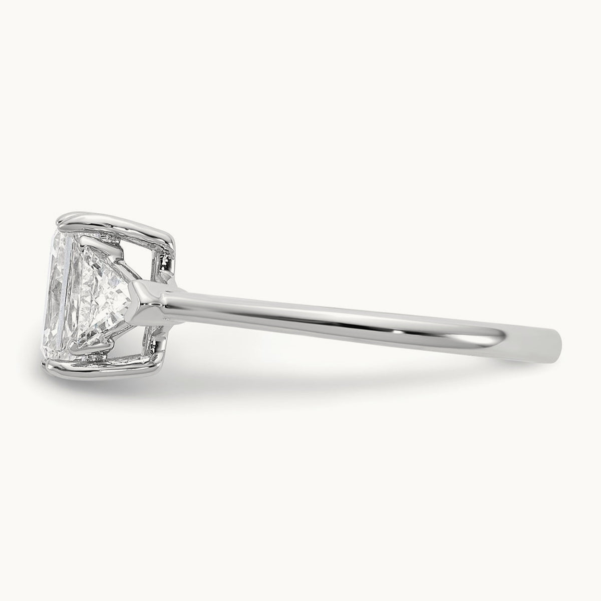 Radiant & Triangle Engagement Ring, 1.25-3.50 ct tw Lab-Grown Diamond — 1 3/8 ct, 14K White Gold