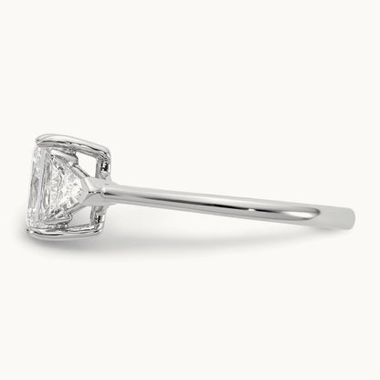 Radiant & Triangle Engagement Ring, 1.25-3.50 ct tw Lab-Grown Diamond — 1 3/8 ct, 14K White Gold