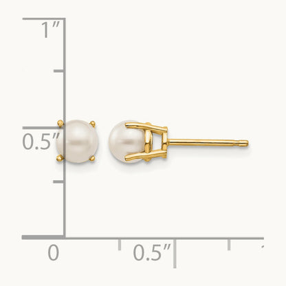 Round June/Freshwater Cultured Pearl Post Earrings — 14K Yellow Gold