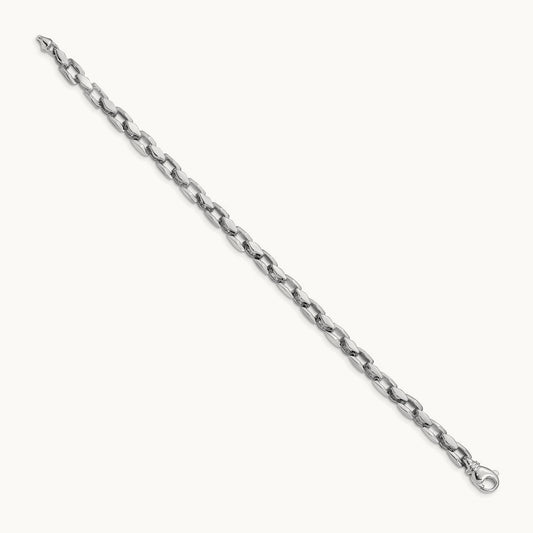 Hand-polished Fancy Link Bracelet, 4.50mm, 14K White Gold