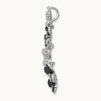 Diamond and .29 Sapphire 4 Flowers Pendant, 14K White Gold