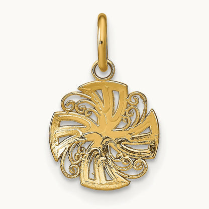 w/Rhodium and D/C Mini Pinwheel Medallion Charm, 14K