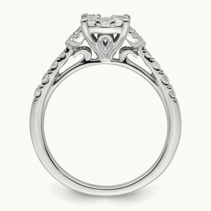 Cluster Engagement Ring, 0.75 ct tw Lab-Grown Diamond