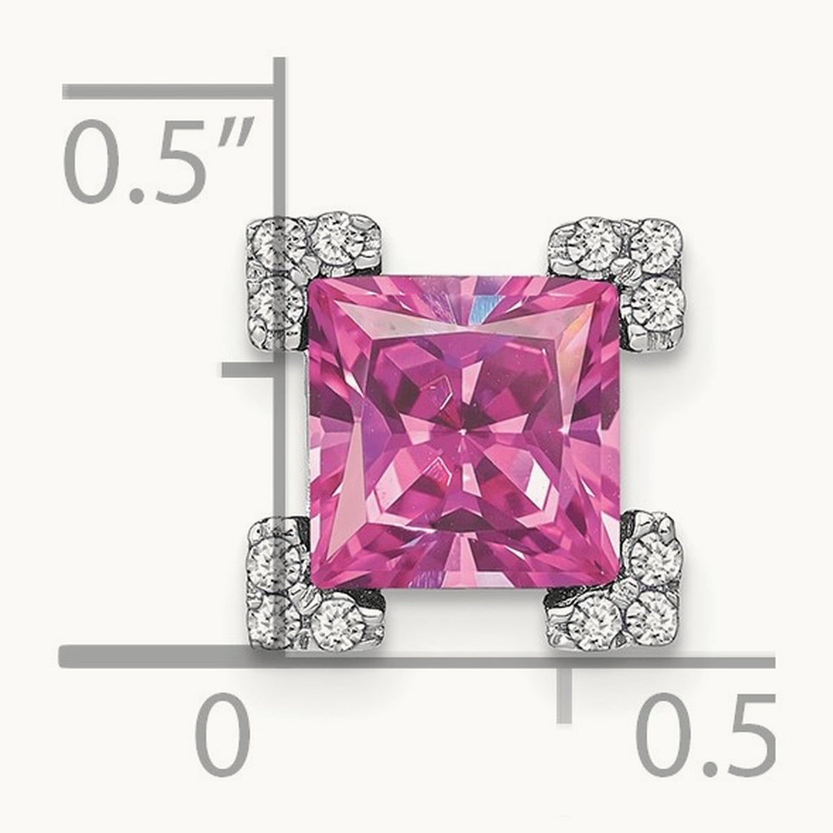 Square Created Pink Sapphire/Diamond Chain Slide, 14K White Gold