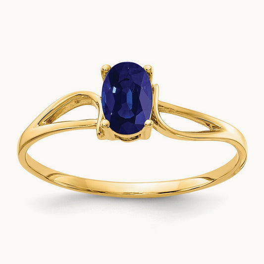 6x4mm Oval Sapphire ring, 14K