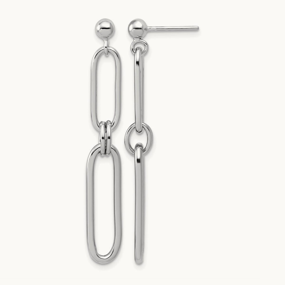 RH-plt Polish Paperclip Link Dangle Post Earrings, Sterling Silver — Leslie's