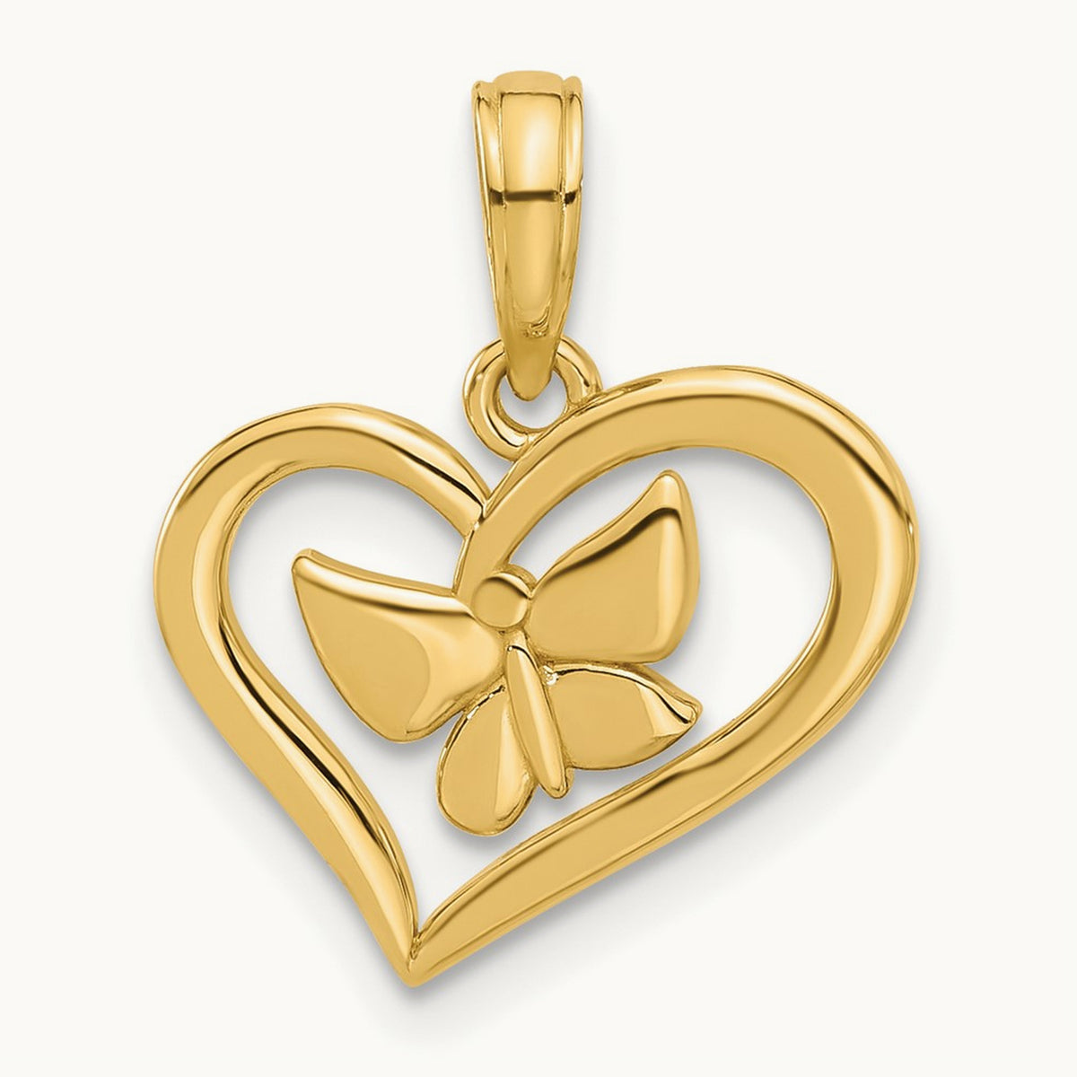 Polished Fancy Heart and Butterfly Charm, 14K
