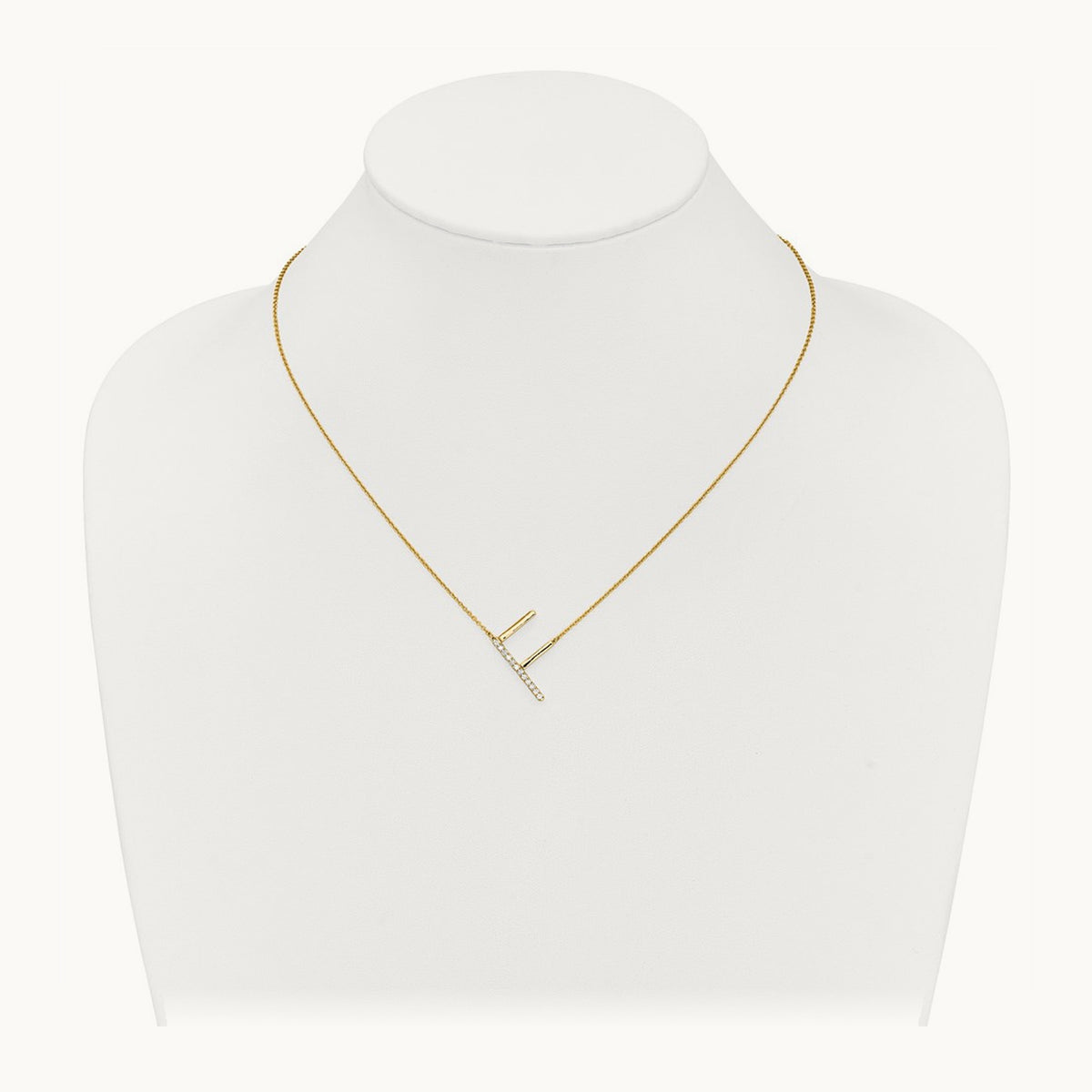 Sideways Diamond Necklace — 14K Yellow Gold, F