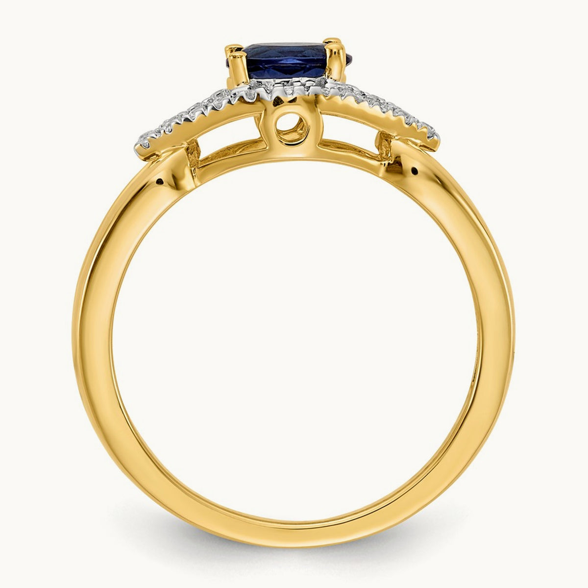 Lab-Grown Diamond and Sapphire Ring — 14K Yellow Gold
