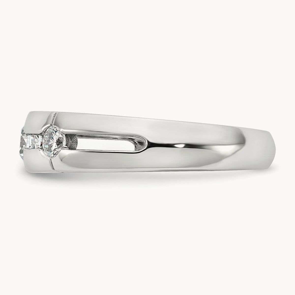 Setting: IB Goodman Men's Polished 3-Stone Diamond Ring Mounting, 14K Gold — 14K White Gold