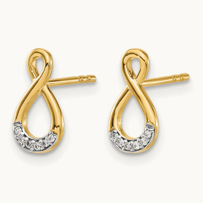 Diamond Twisted Post Earrings, 14K with Rhodium